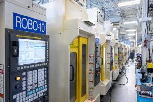 A row of RoboDrills on the Shop Floor