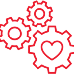 Illustration of gears with a heart in one