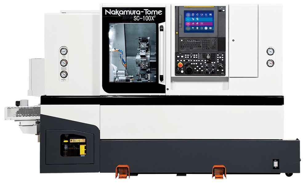 the Nakamura-Tome SC 100X2 twin turret multitasking CNC machine with external doors closed