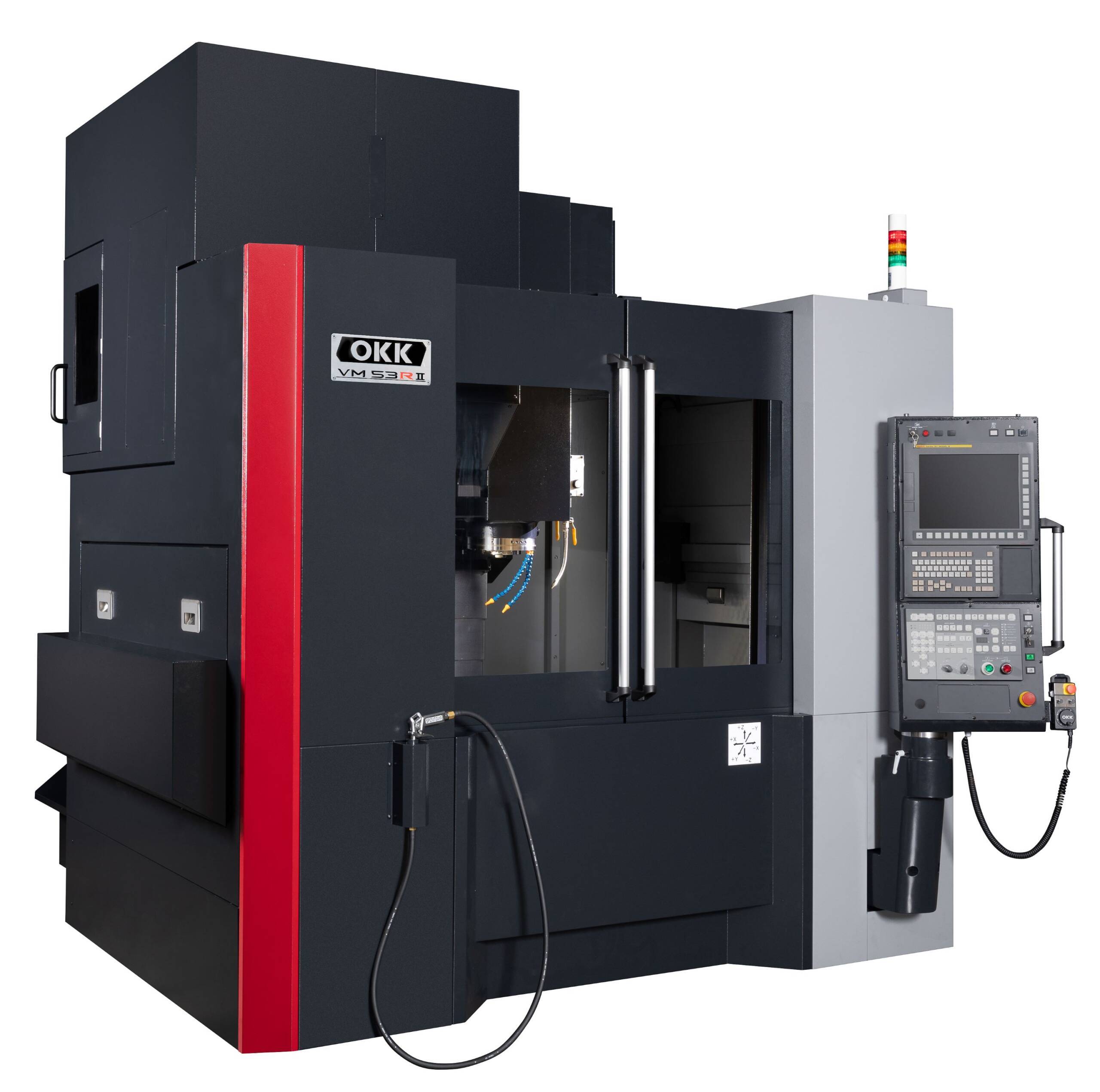 OKK VM53RII vertical CNC machining center with machining enclosure open