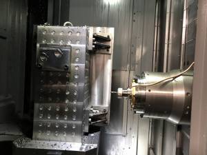 Interior of a KIWA horizontal machining center.
