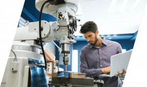 An employee diagnosing a technical issue.